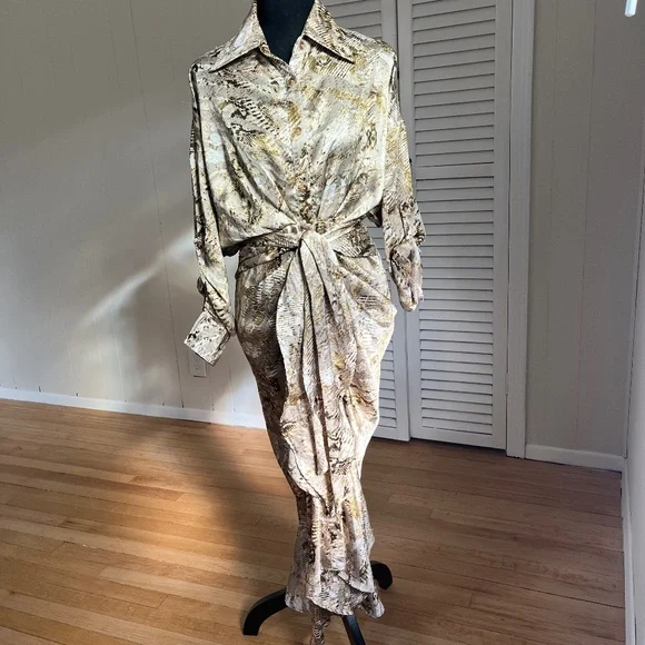 Worn By Ana Snake Print Button Down Shirt Midi Dress - Picture 3 of 3